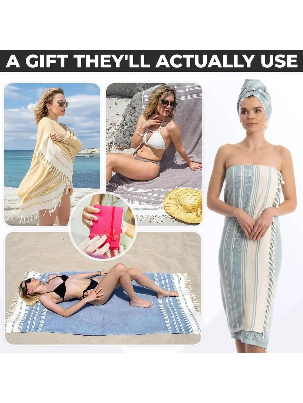 NWT DEMMEX Organic Diamond Turkish Bath & Beach Towel, 100% Oeko-Tex Cotton